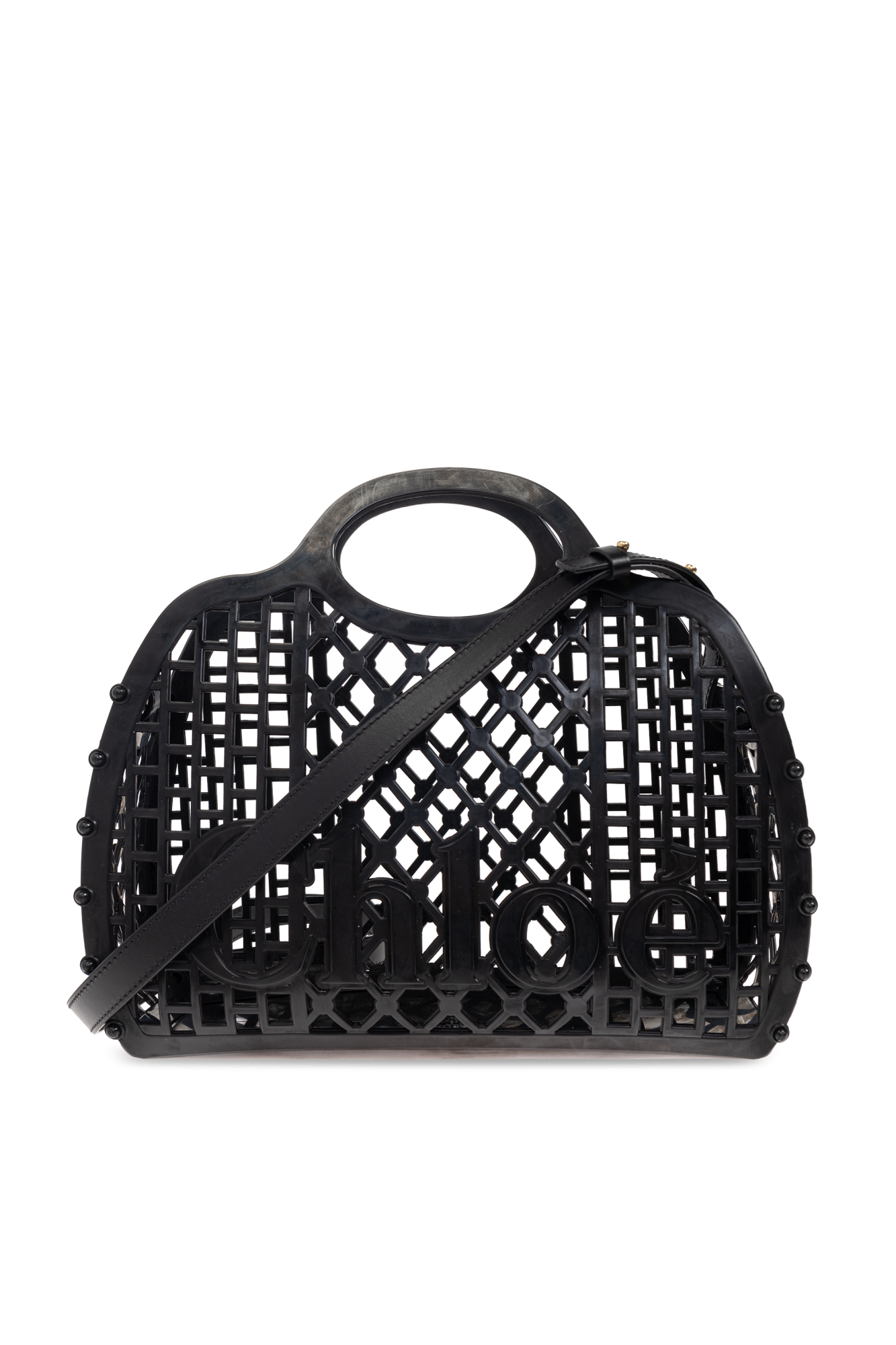 トートバッグ CHLOE Black Rubber Chlo?? Cage Handbag Black 